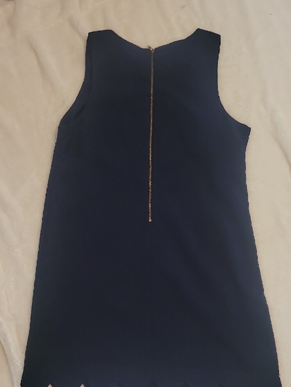 Monteau Navy Scallop-Hem Sleeveless Shift Dress - Picture 4 of 4